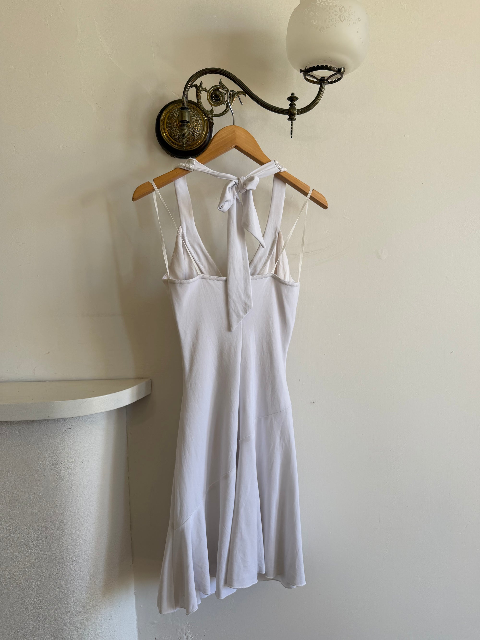 Vintage Y2K Jersey Halter Mini Dress White