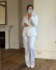 Vintage 90s Low Waist Trouser and Blazer Suit Set Ivory