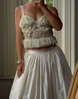 Vintage 90s Two Piece Tulle Beaded Top and Princess Silk Satin Skirt