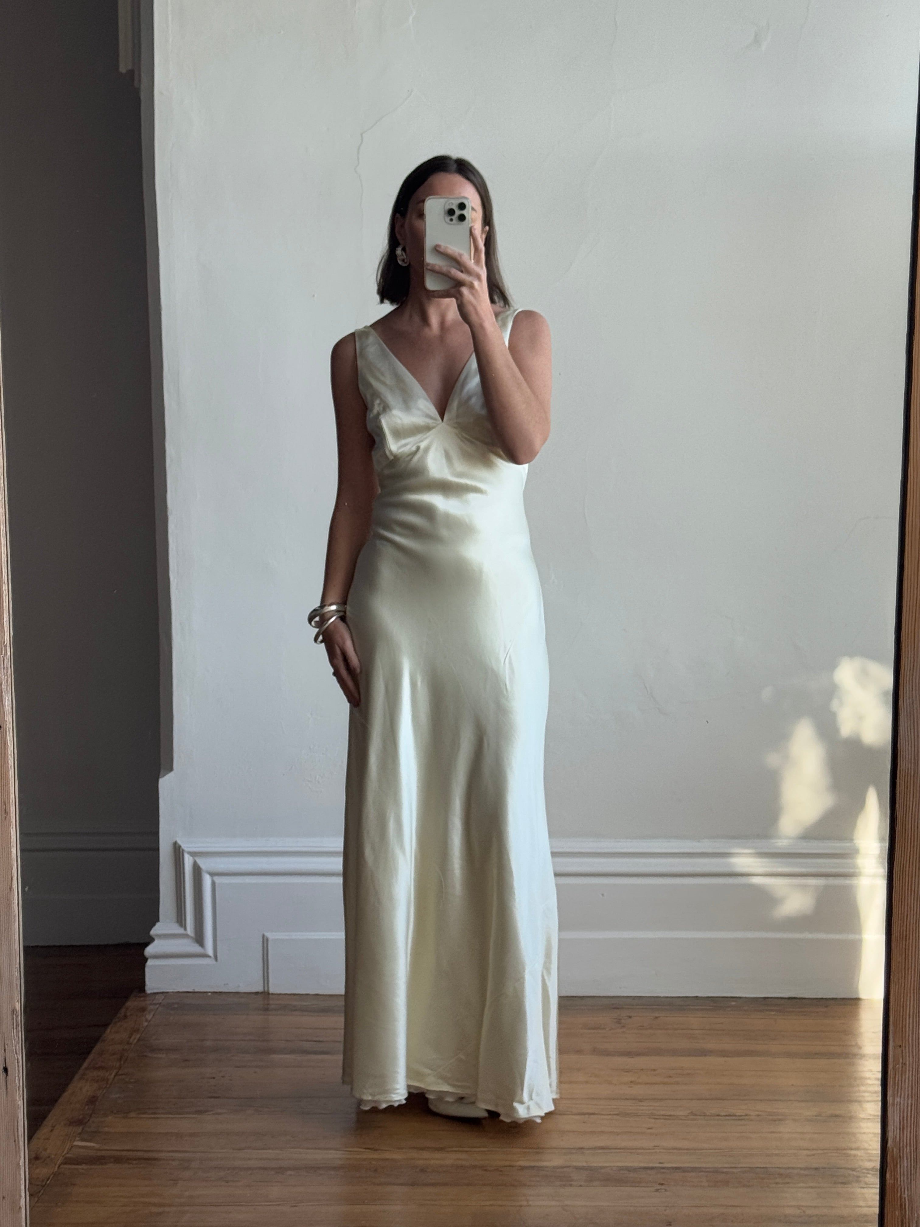 Vintage 90s Australian Made Satin Backless Wedding Dress