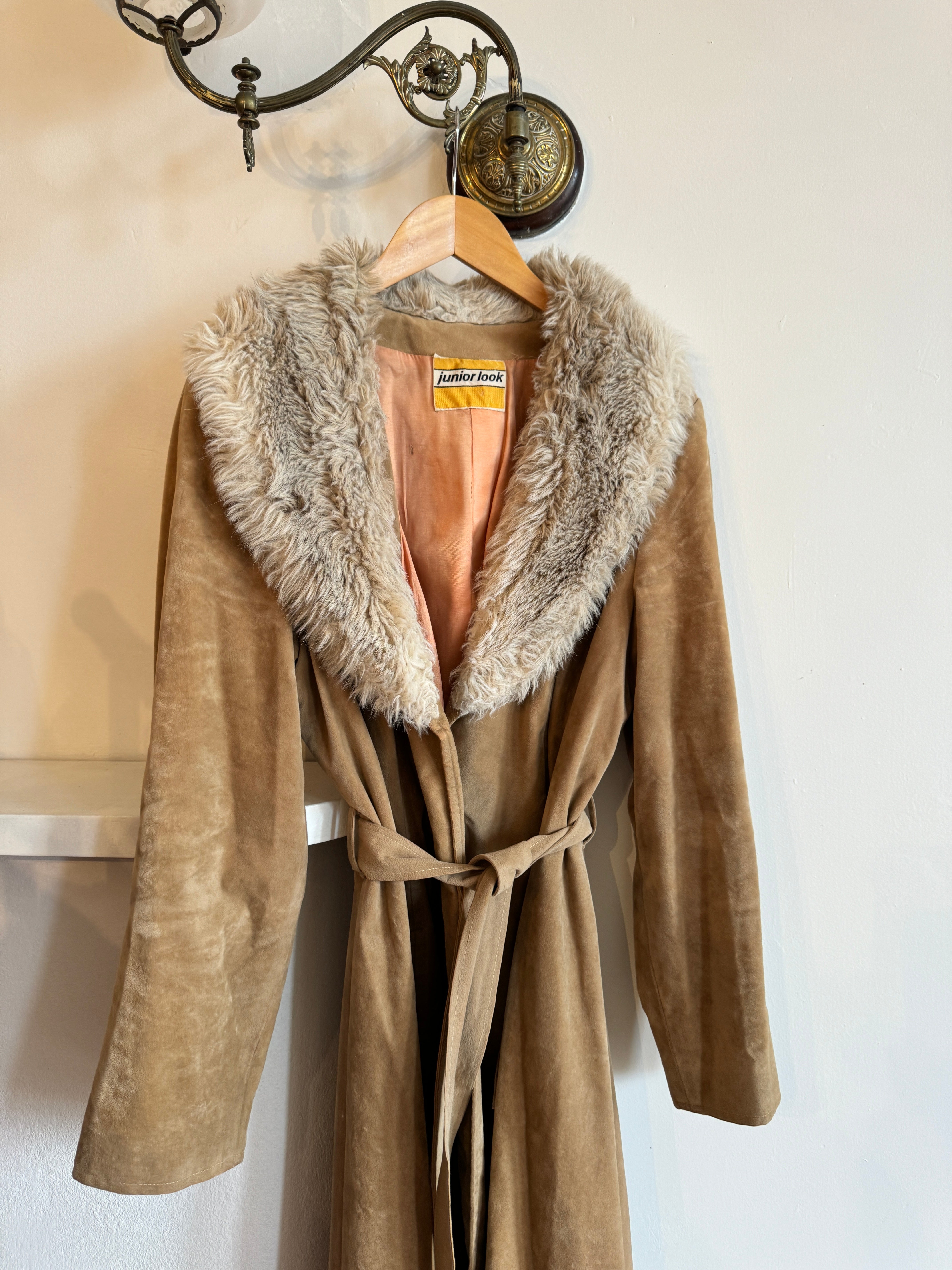 Vintage Faux Suede Penny Lane Coat Camel