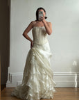 Vintage 90s Italian Sequin Bustier and Ruffle Skirt Bridal Set