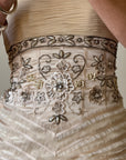 Vintage 90s Embroidered Waist Strapless Wedding Dress Creme
