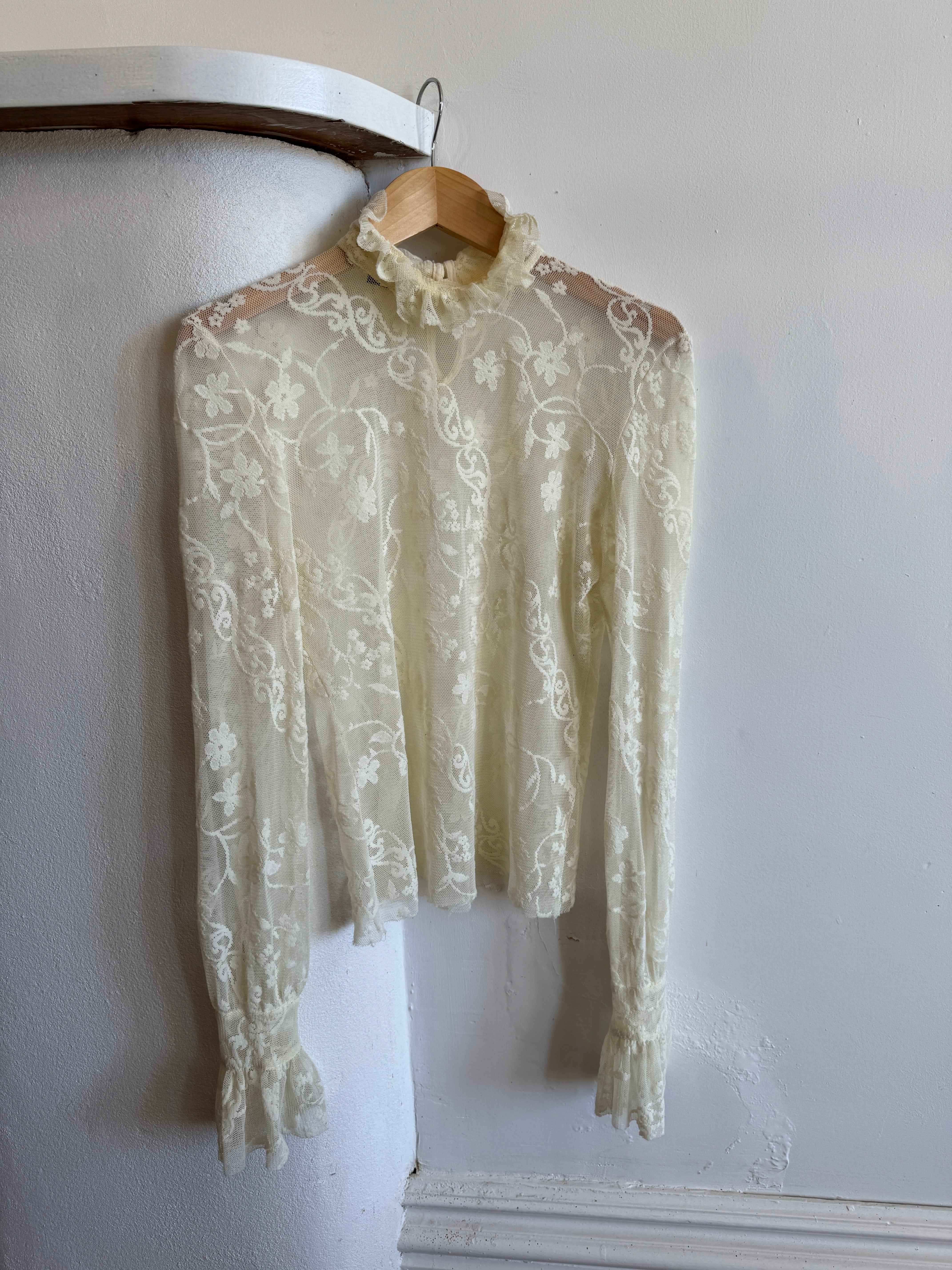 Vintage Carla Zampatti Lace Frill Blouse