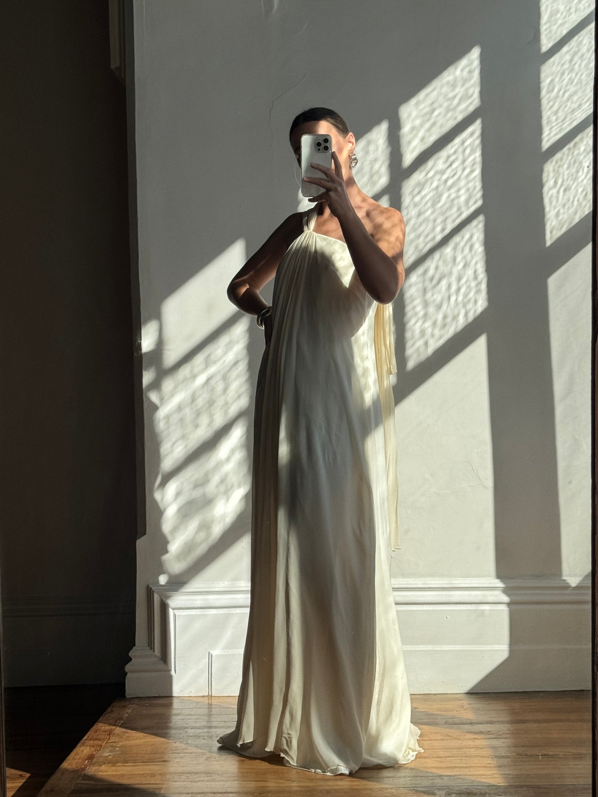 Vintage Y2K Pure Silk Chiffon Grecian Gown