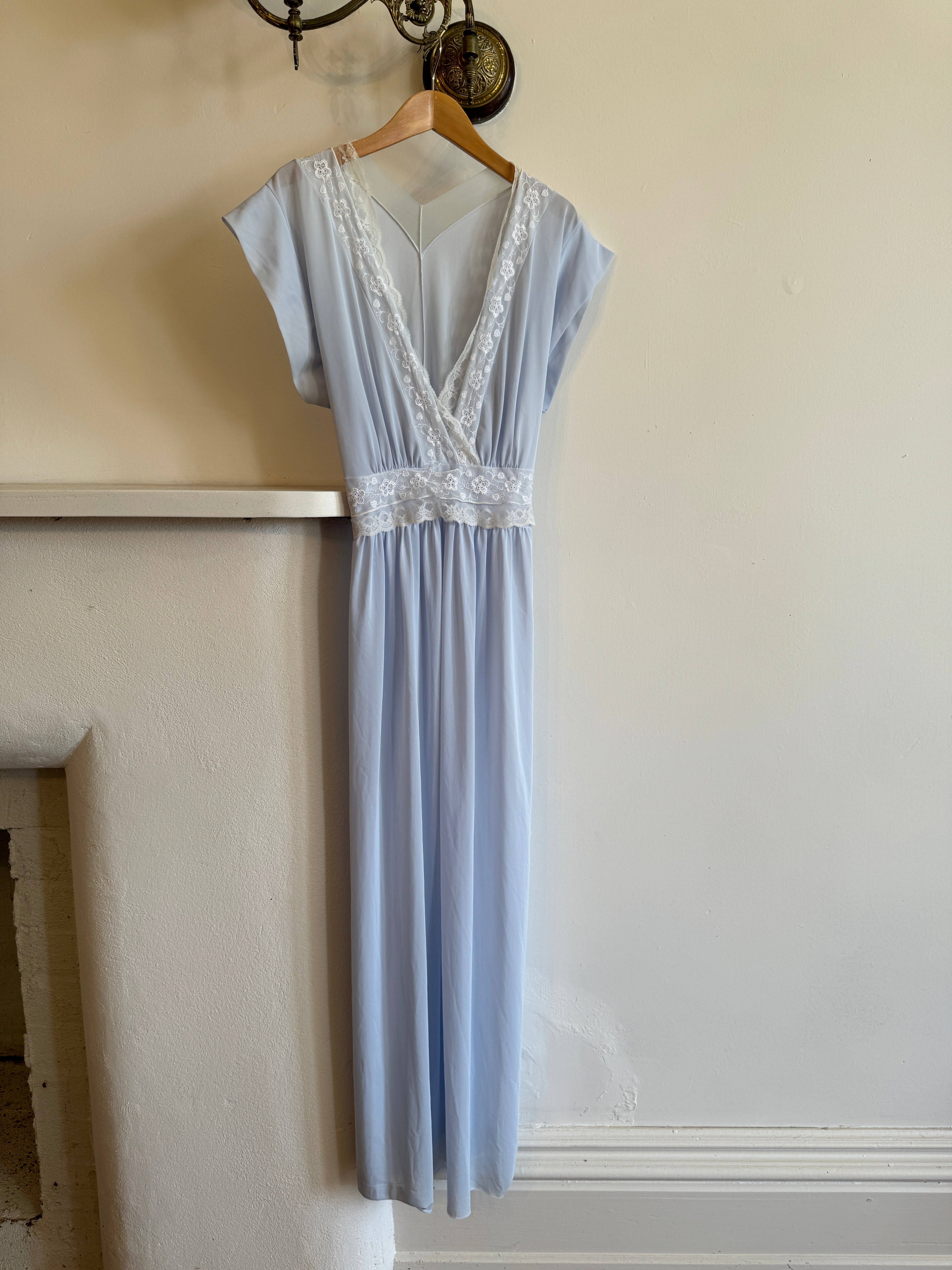 Vintage Sheer Blue V Neck Slip Dress