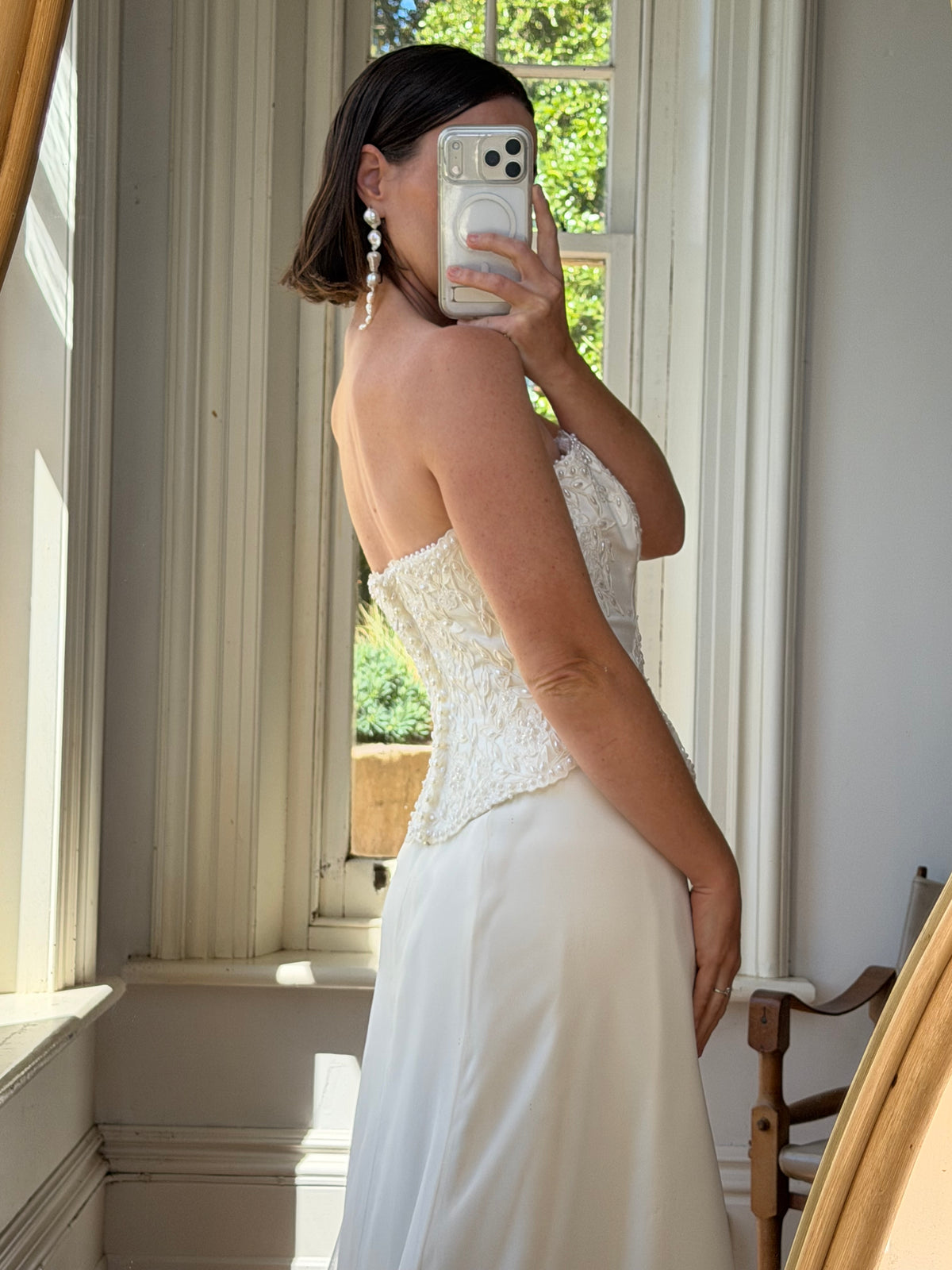 Vintage 90s Bridal Embellished Corset and Slip Skirt Set