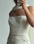Vintage Y2K Satin Minimalist Strapless Wedding Gown (extra long)