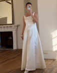Vintage 90s Satin Rope Embroidered Slip Wedding Dress