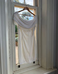 Vintage 90s White Pleated Beaded Fringe Mini Dress
