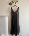 Vintage 60s Noir and Nude Chiffon V Slip Dress