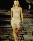 Vintage 2002 Collette Dinnigan Gold Foil Floral Two Piece Set