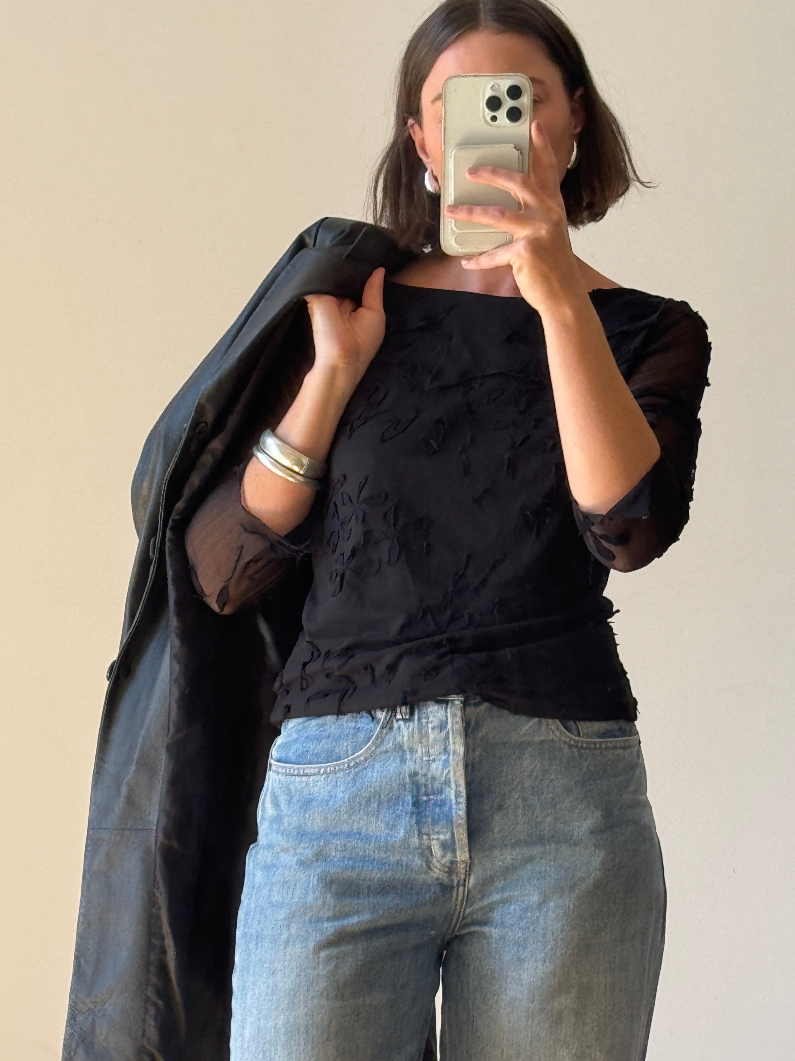 Vintage 90s Sheer Mesh Top Noir