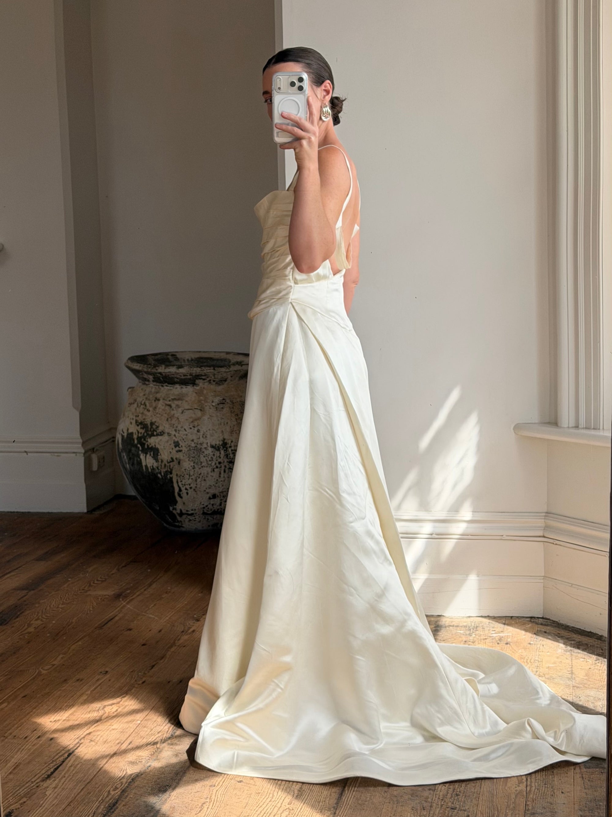 Vintage Y2K Vera Wang Silk Pleated Wedding Gown