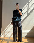 Vintage 90s Couture Ostrich Feather Jacket Navy
