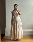 Vintage 90s Pure Silk Pleated Waist Wedding Dress