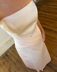 Vintage 90s Baby Pink Satin Pleated Bustier and Skirt Set