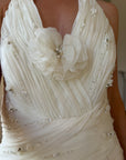 Vintage 90s Italian Plus Size Halter Ruffle Wedding Gown