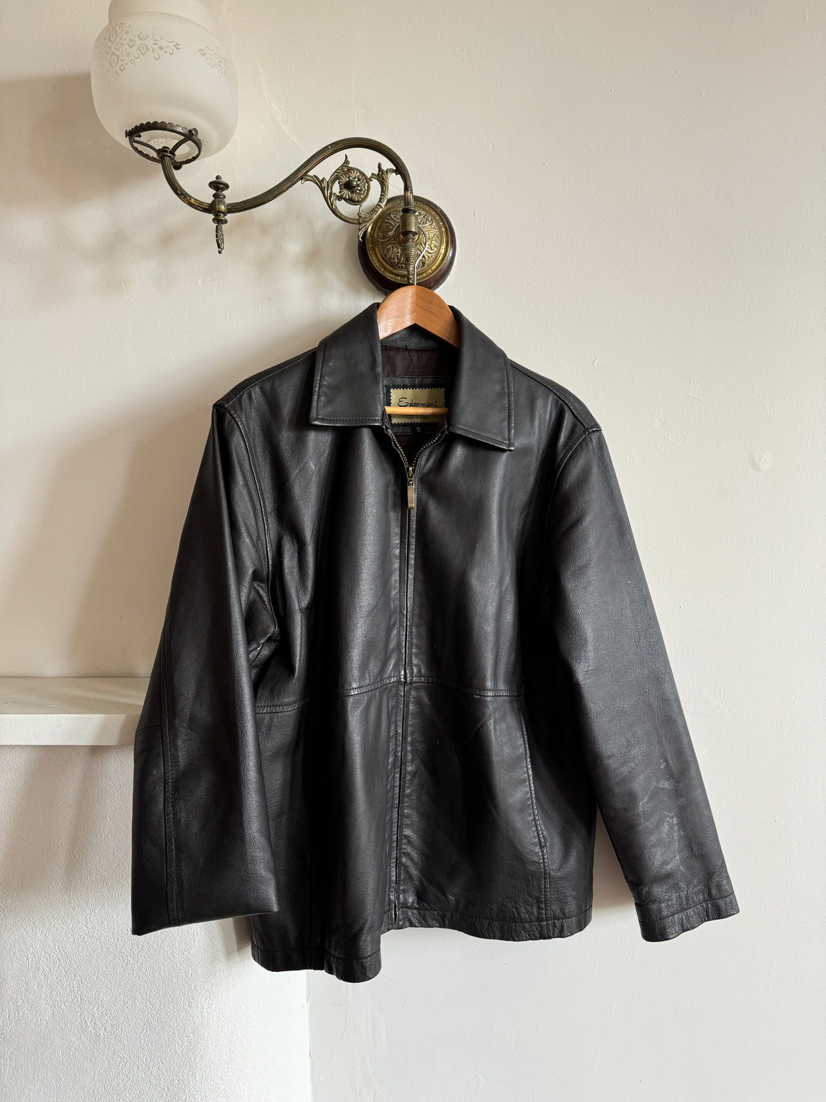 Vintage 90s Leather Zip Front Jacket Midnight Brown – Call Me The 