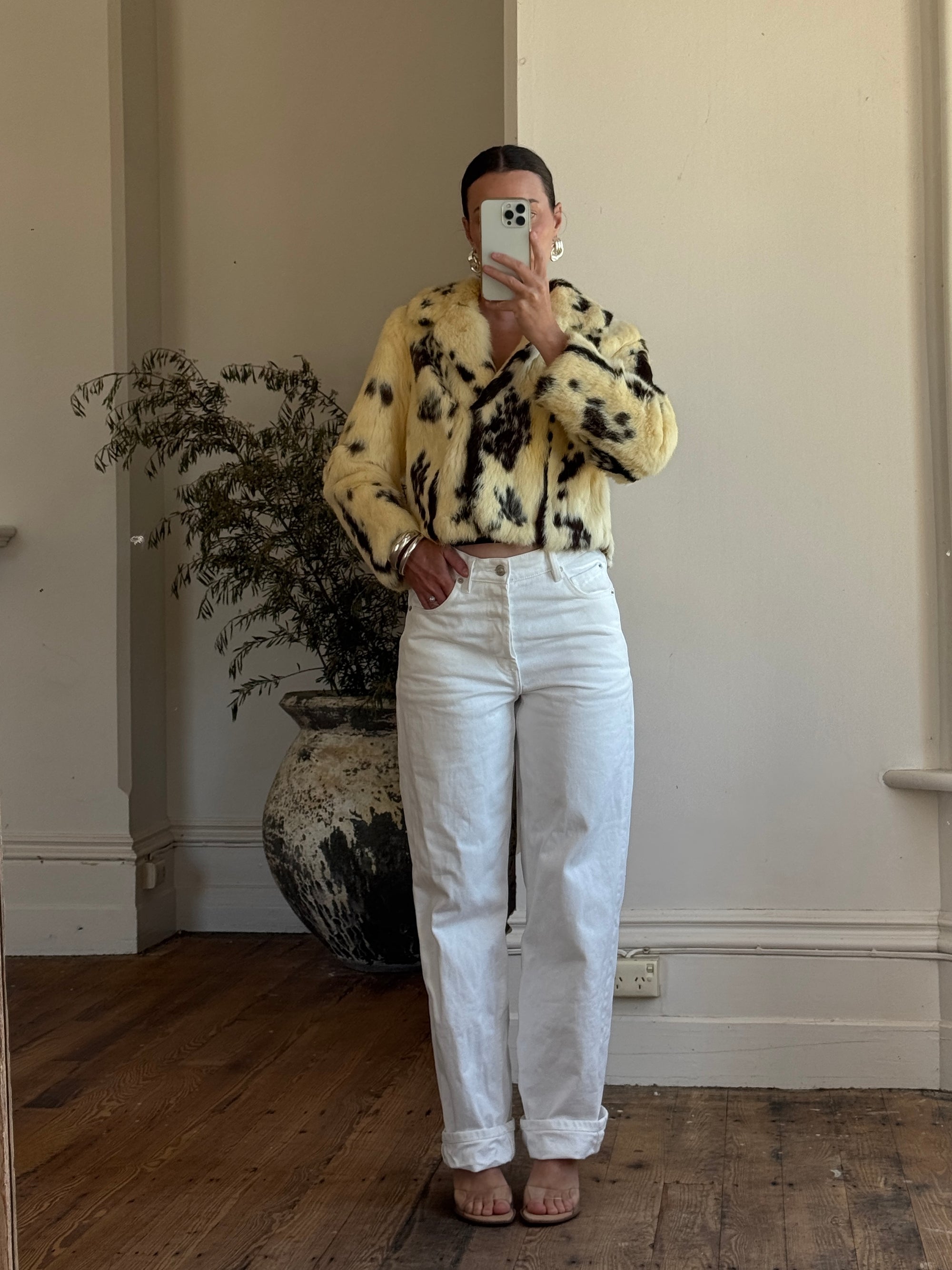 Vintage 70s Australian Made Spotted Rabbit Fur Jacket