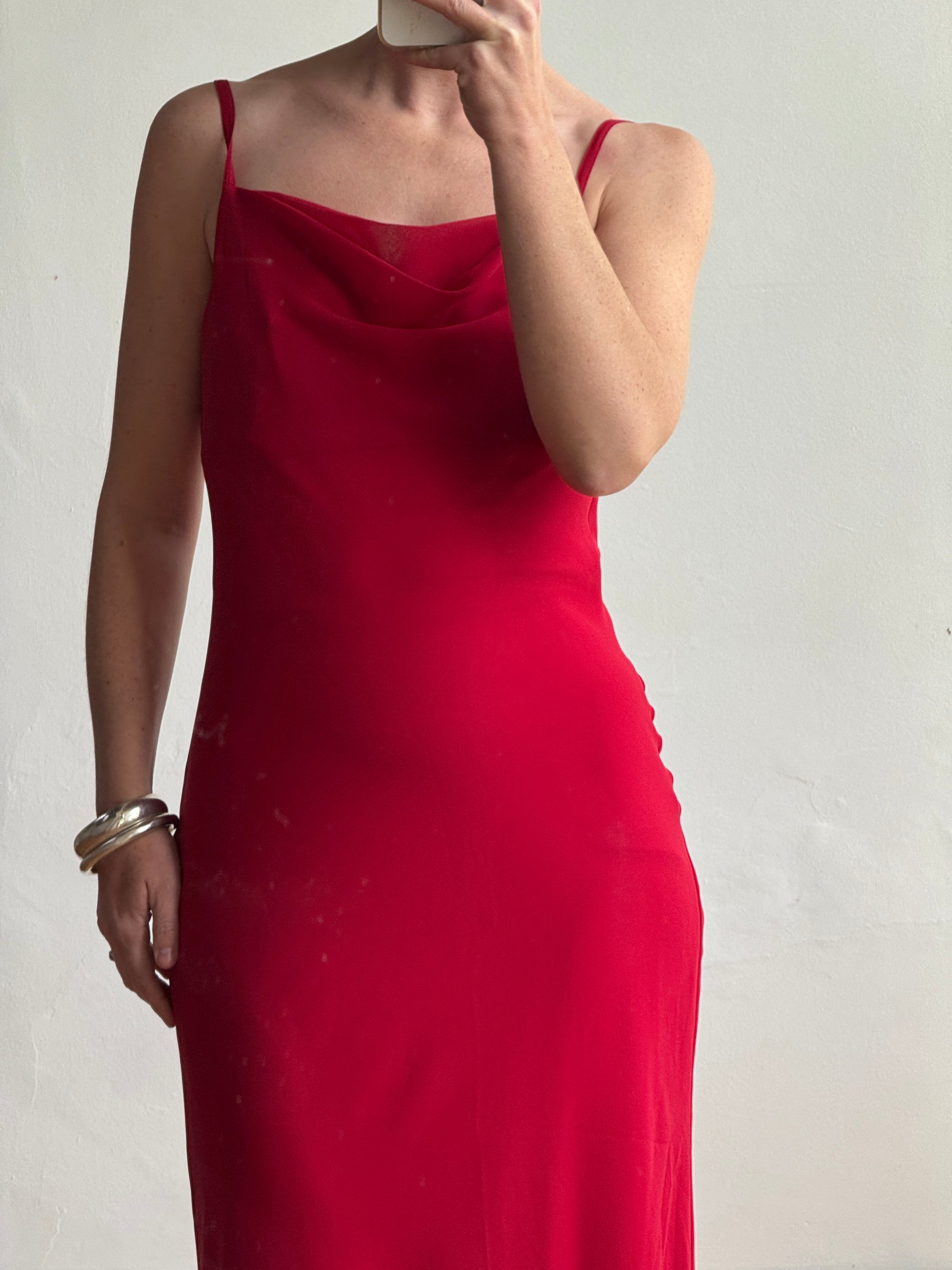 Vintage 90s Scarlett Cowl Neck Slip Dress