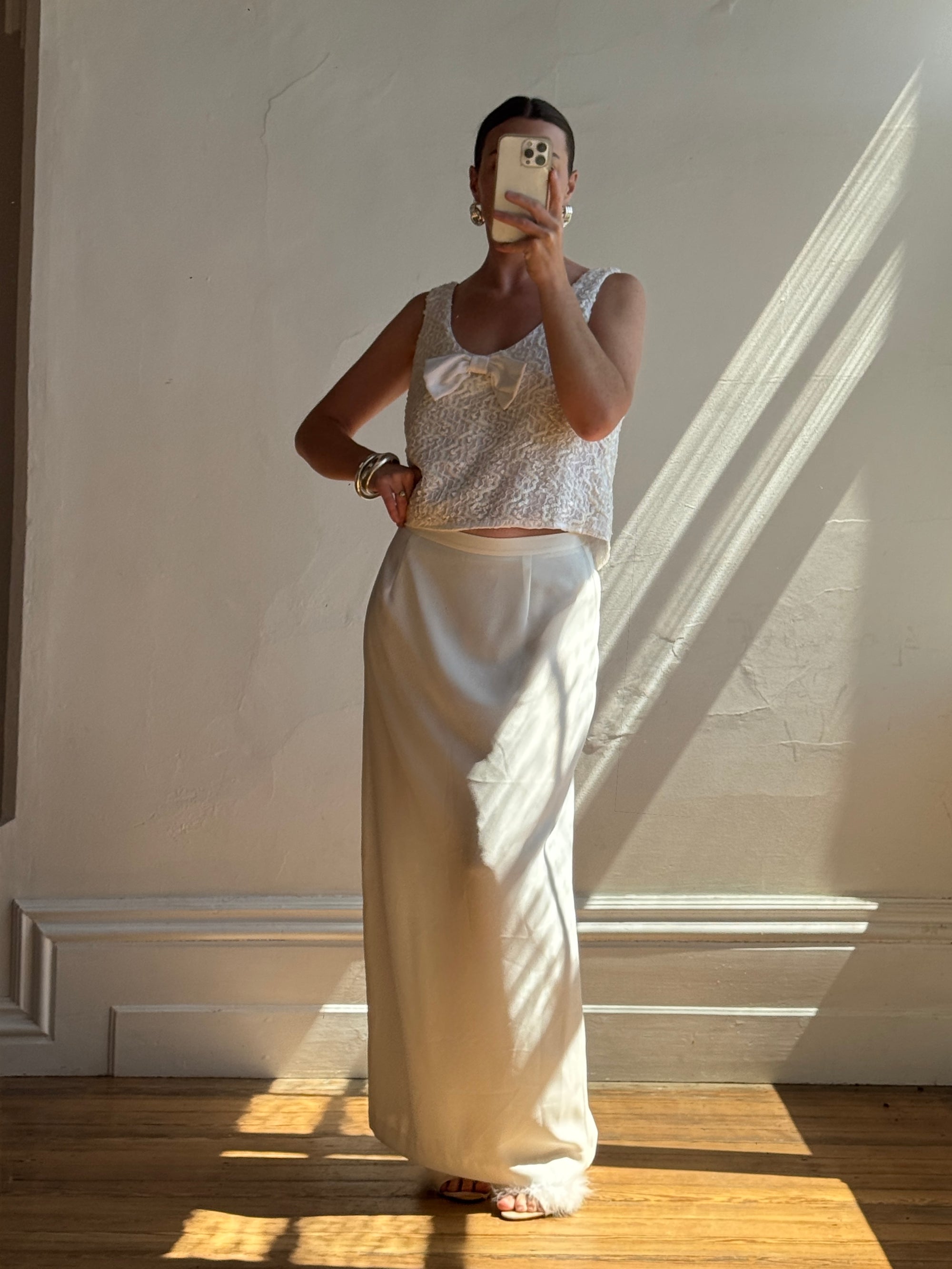 Vintage 60s Sequin Bow Bridal Tank