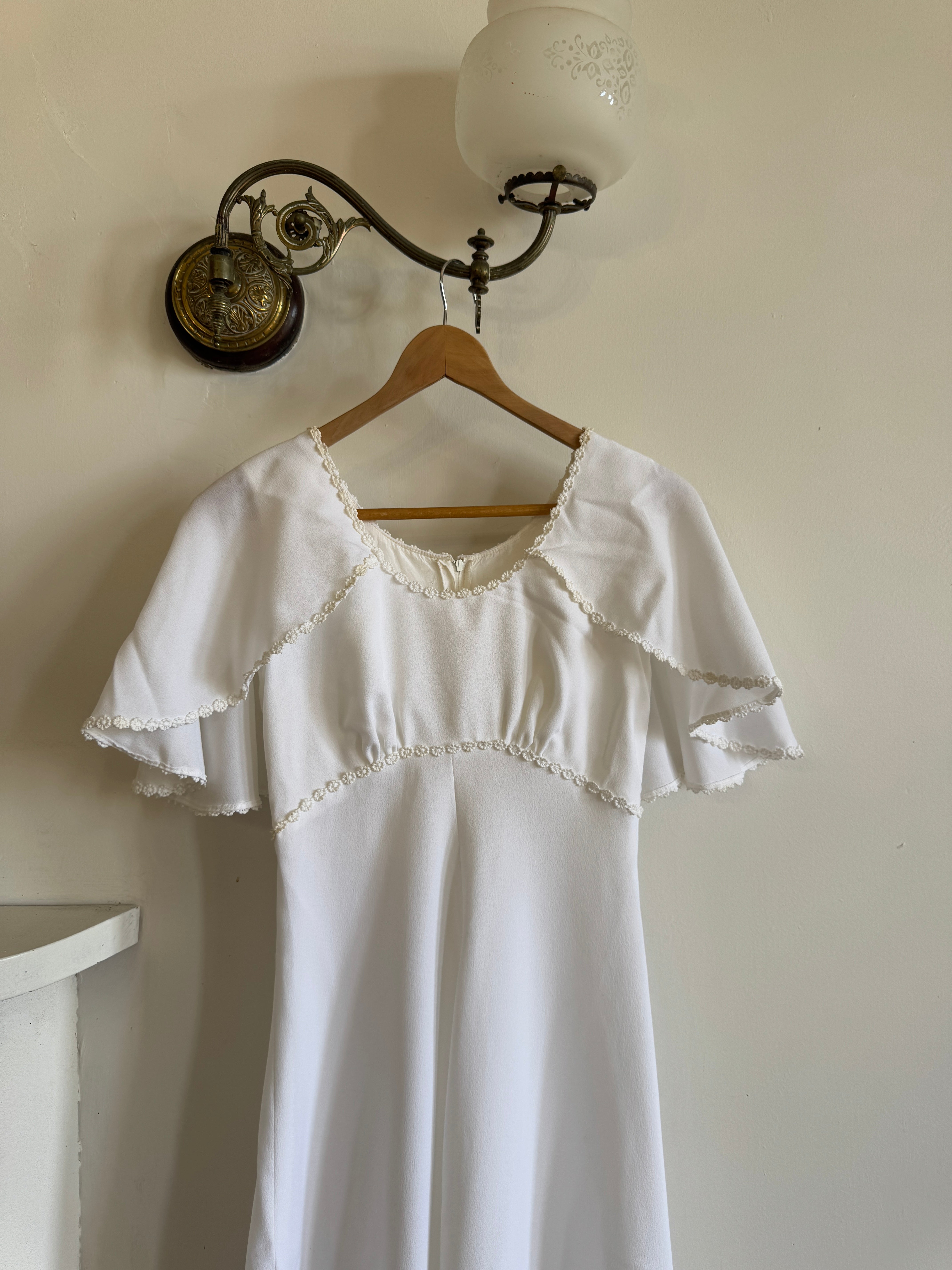 Vintage 60s Crepe Caplette Wedding Dress