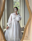 Vintage 70s Swiss Dot Prairie Wedding Dress