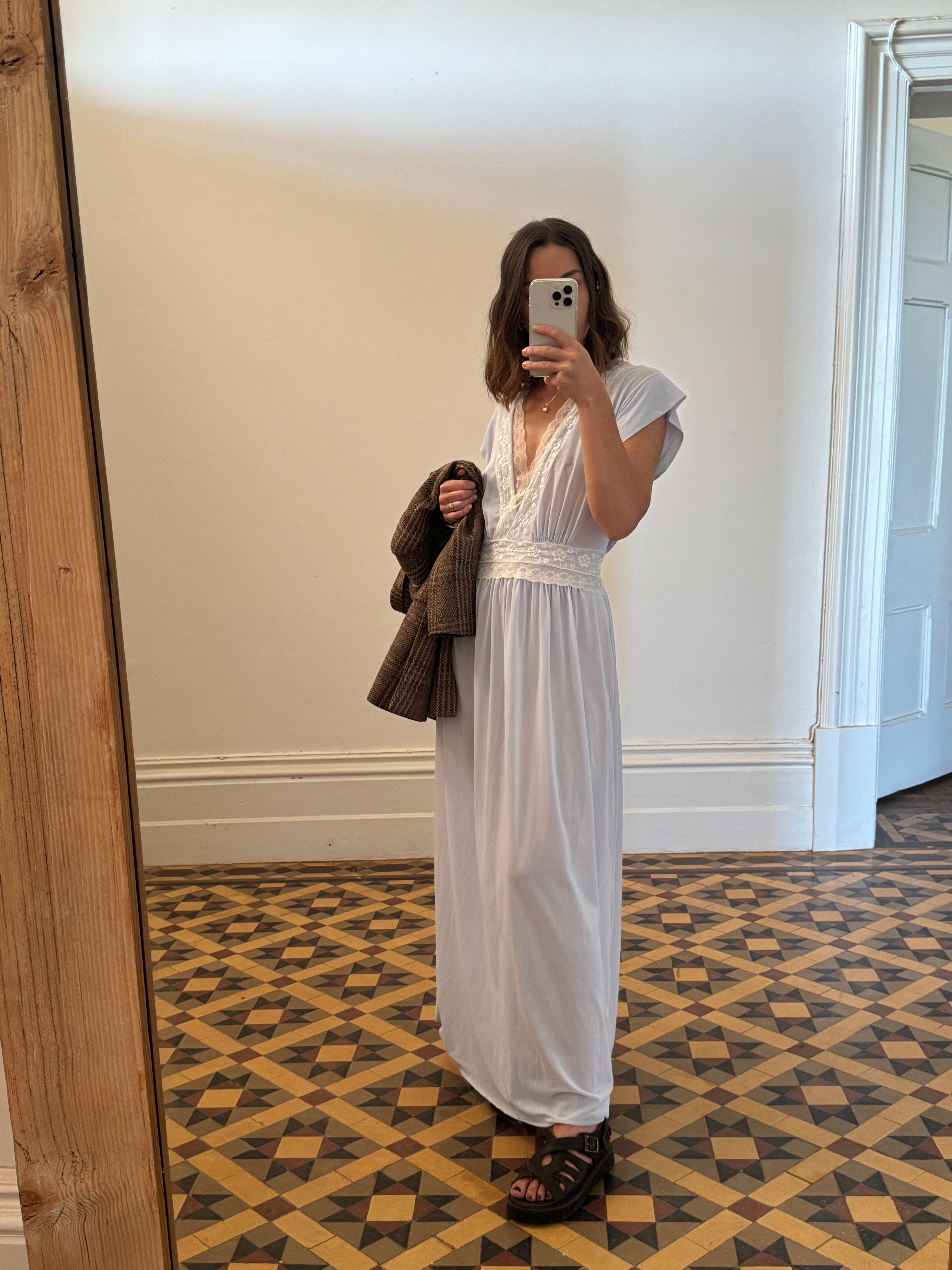 Vintage Sheer Blue V Neck Slip Dress