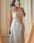 Vintage 90s Ruched Satin Two Piece Bridal Set Champagne