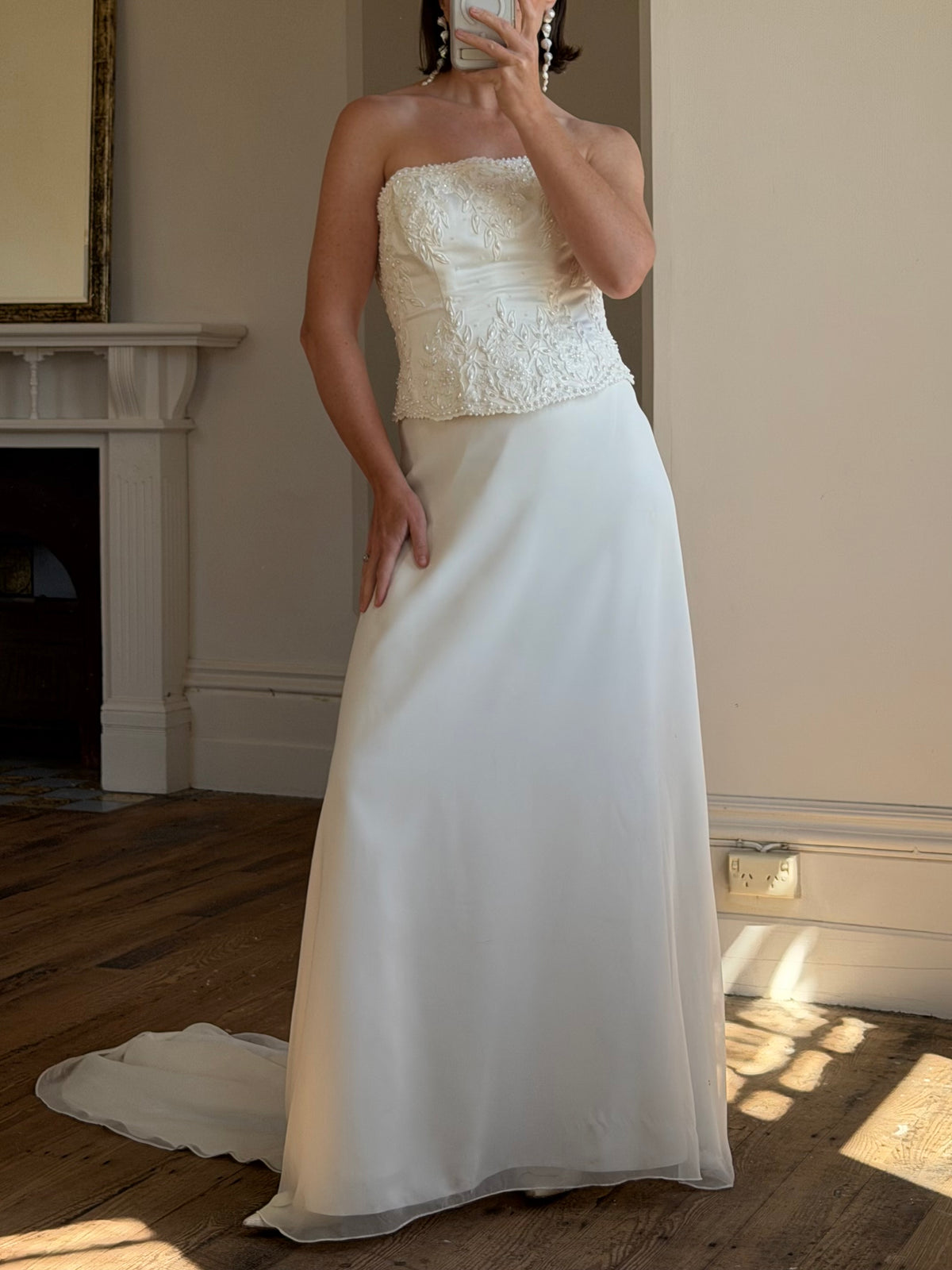 Vintage 90s Bridal Embellished Corset and Slip Skirt Set