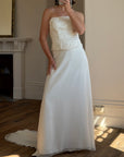 Vintage 90s Bridal Embellished Corset and Slip Skirt Set