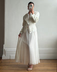 Vintage 90s Jacquard Rhinestone Jacket and Chiffon Bridal Skirt Set