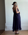 Vintage 90s Embellished Slip Midi Dress Indigo