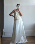 Vintage 90s Italian Bridal Fairy Tulle Embroidered Bustier and Satin Skirt