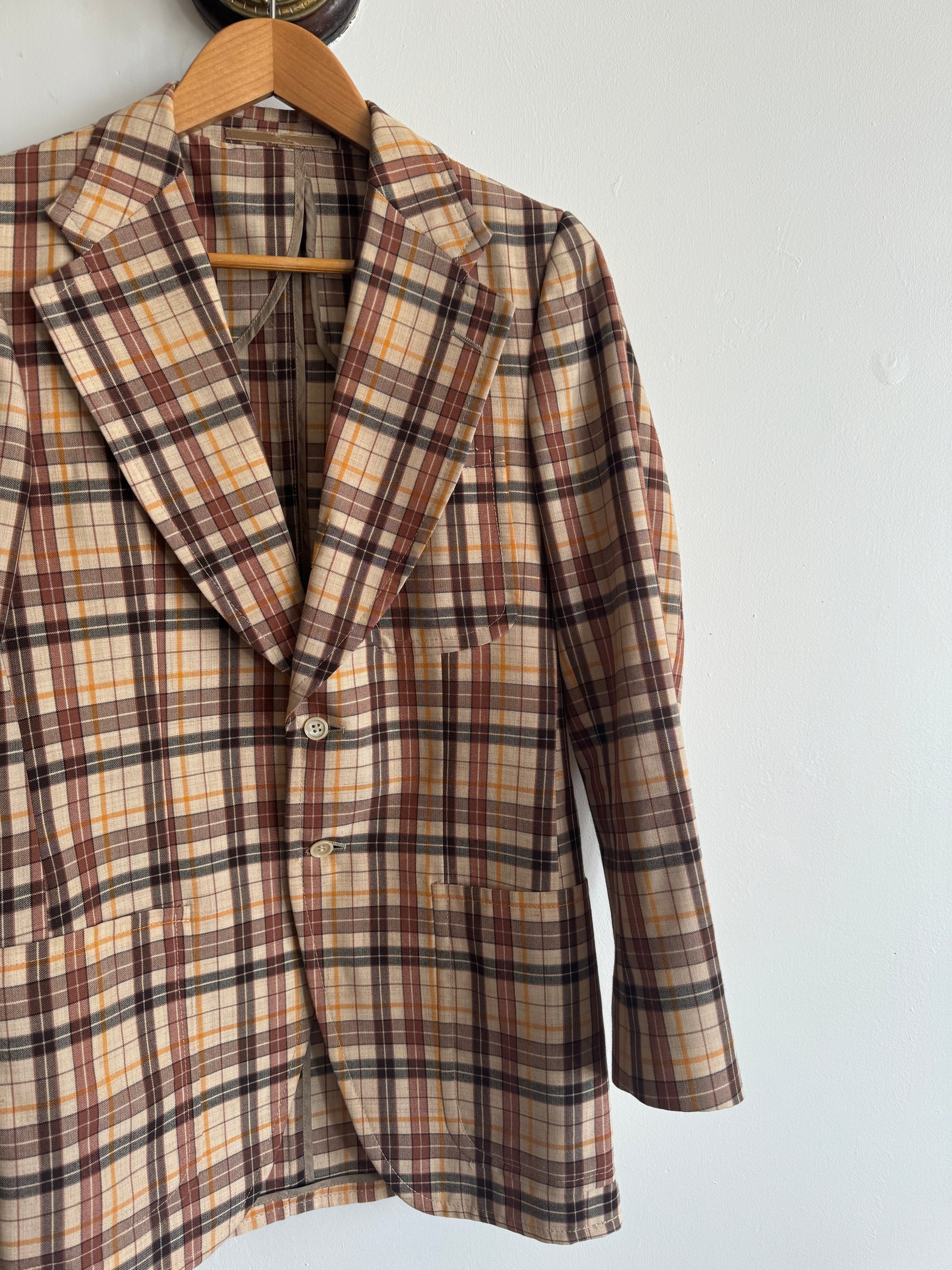 Vintage Boss Caramel Plaid Tailored Blazer