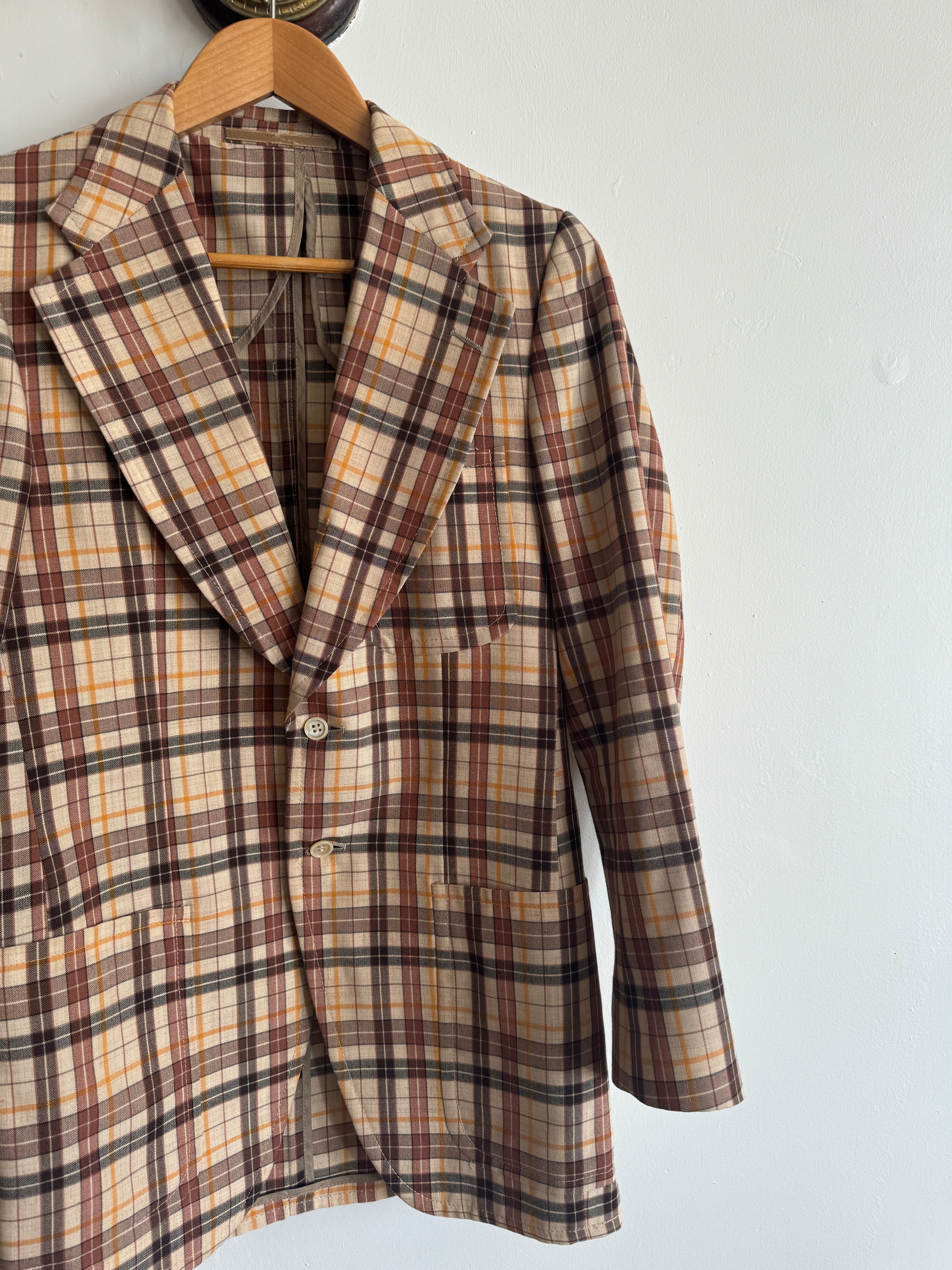 Vintage Boss Caramel Plaid Tailored Blazer