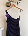 Vintage Y2K Party Dress with Flower Purple Noir