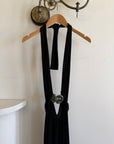 Vintage 90s Low Jersey Evening Dress Rhinestone Snake Noir