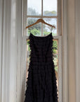 Vintage 90s Pure Silk Tiered Ruffle Dress Navy