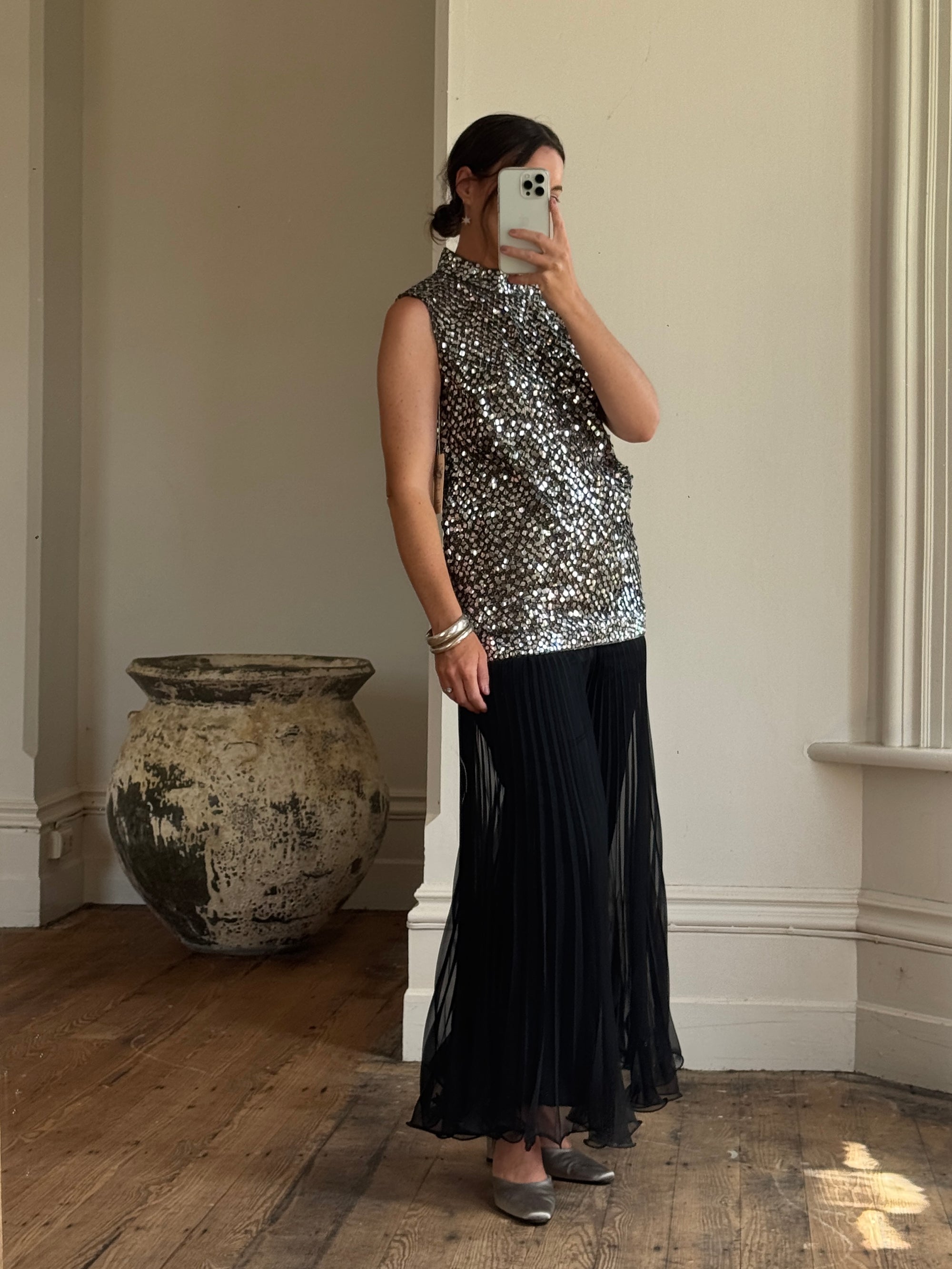 Vintage 60s Rare Embellished Tunic and Fluted Pant Set