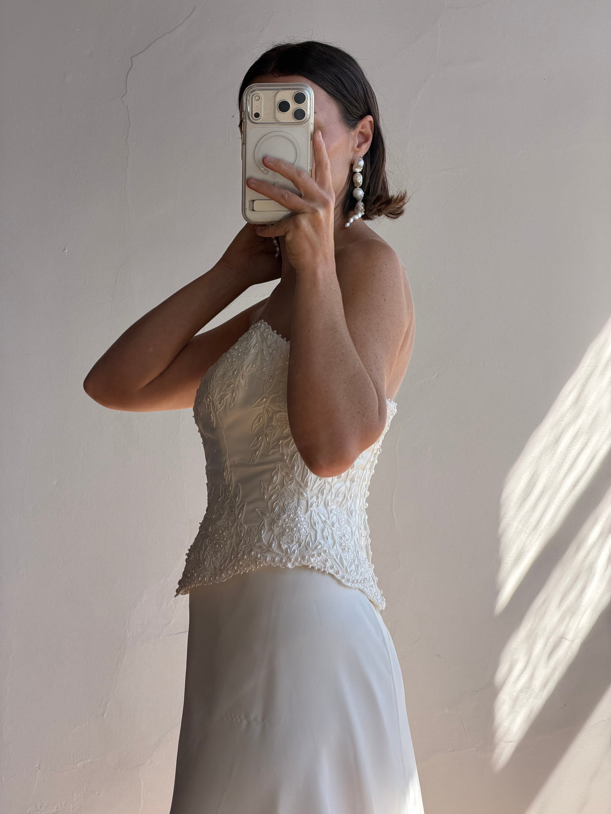 Vintage 90s Bridal Embellished Corset and Slip Skirt Set