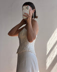 Vintage 90s Bridal Embellished Corset and Slip Skirt Set