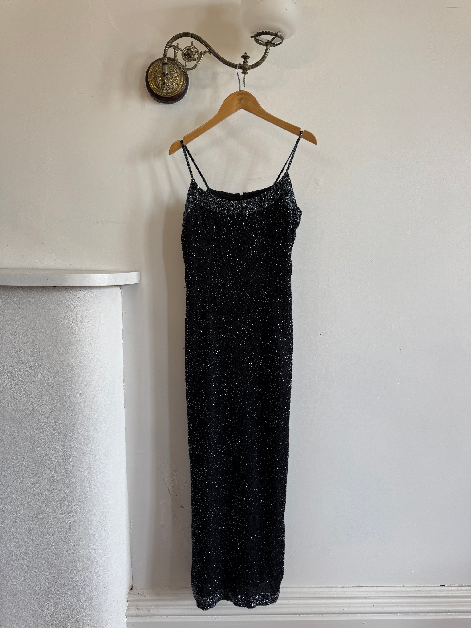 Vintage 90s Pure Silk Sparkle Dress Noir