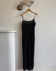Vintage 90s Pure Silk Sparkle Dress Noir