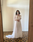 Vintage 60s Daisy Wedding Gown with Train