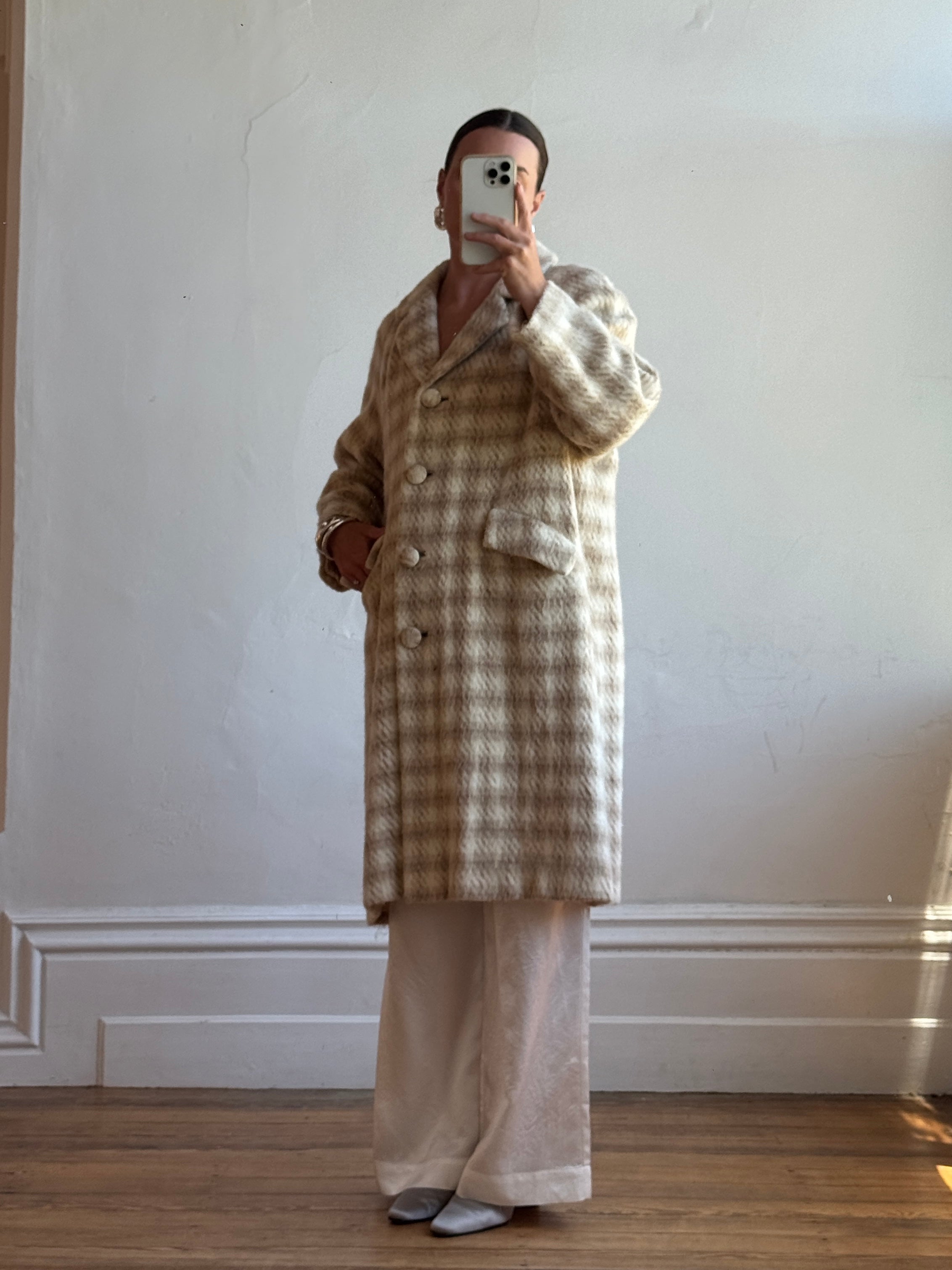 60’s Vintage Wool Mohair Chester Coat Vintage 60s Wool and Mohair Creme Check Coat – Call Me The Breeze