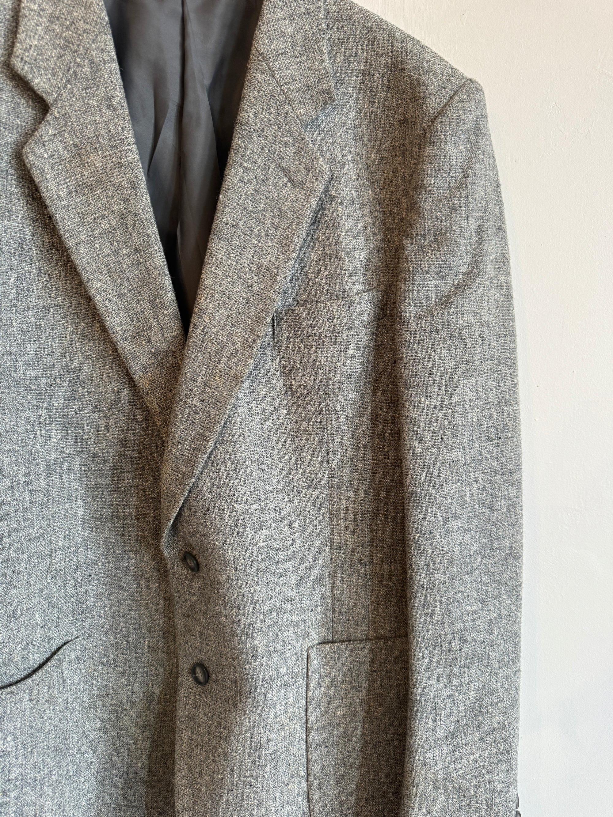 Vintage Light Grey Wool Oversized Blazer