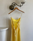Vintage 90s Organza Yellow Ruffle Prom Slip Dress