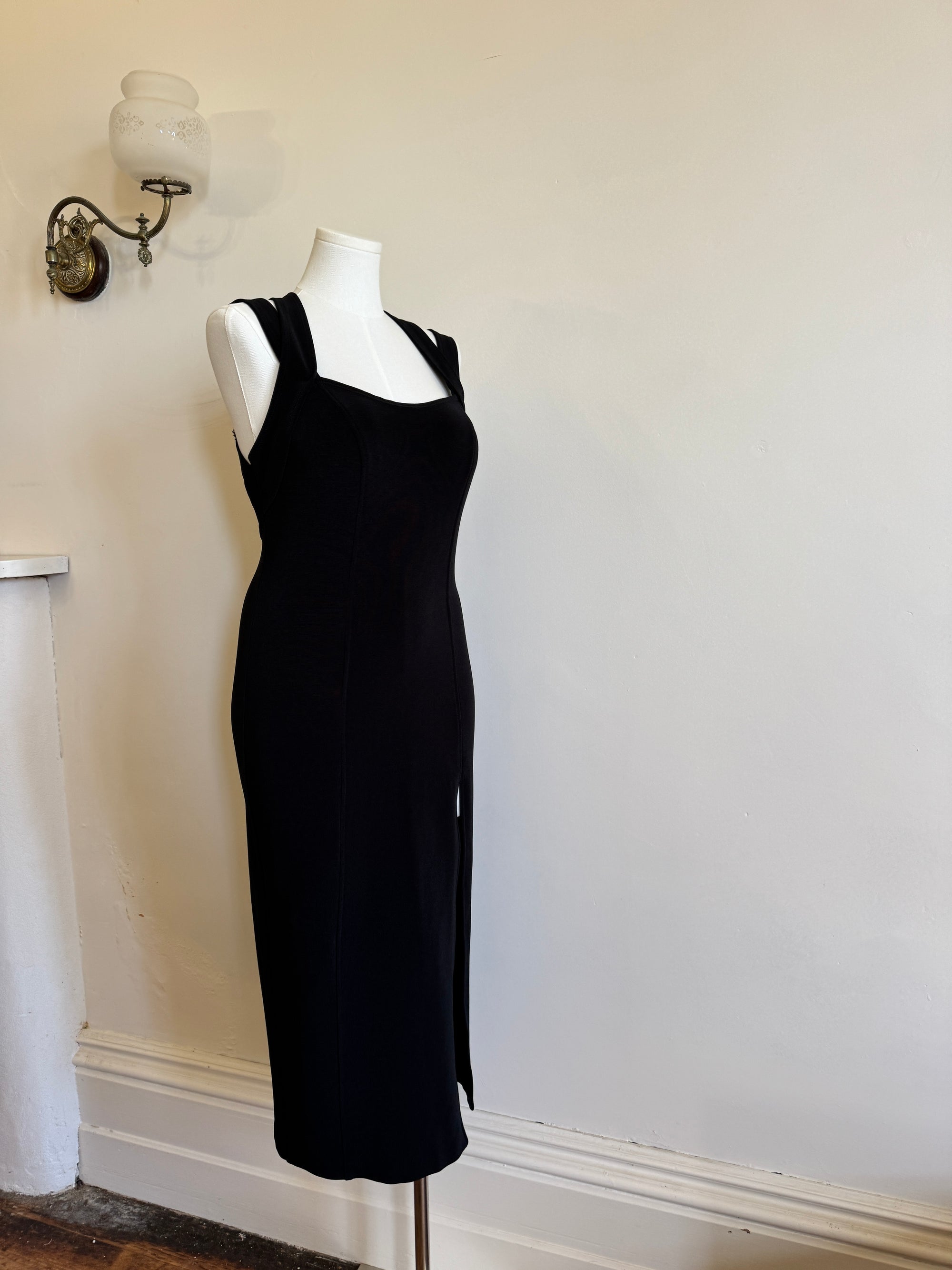 Vintage 90s Bodycon Midi Harness Straps With Rhinestone Buckles